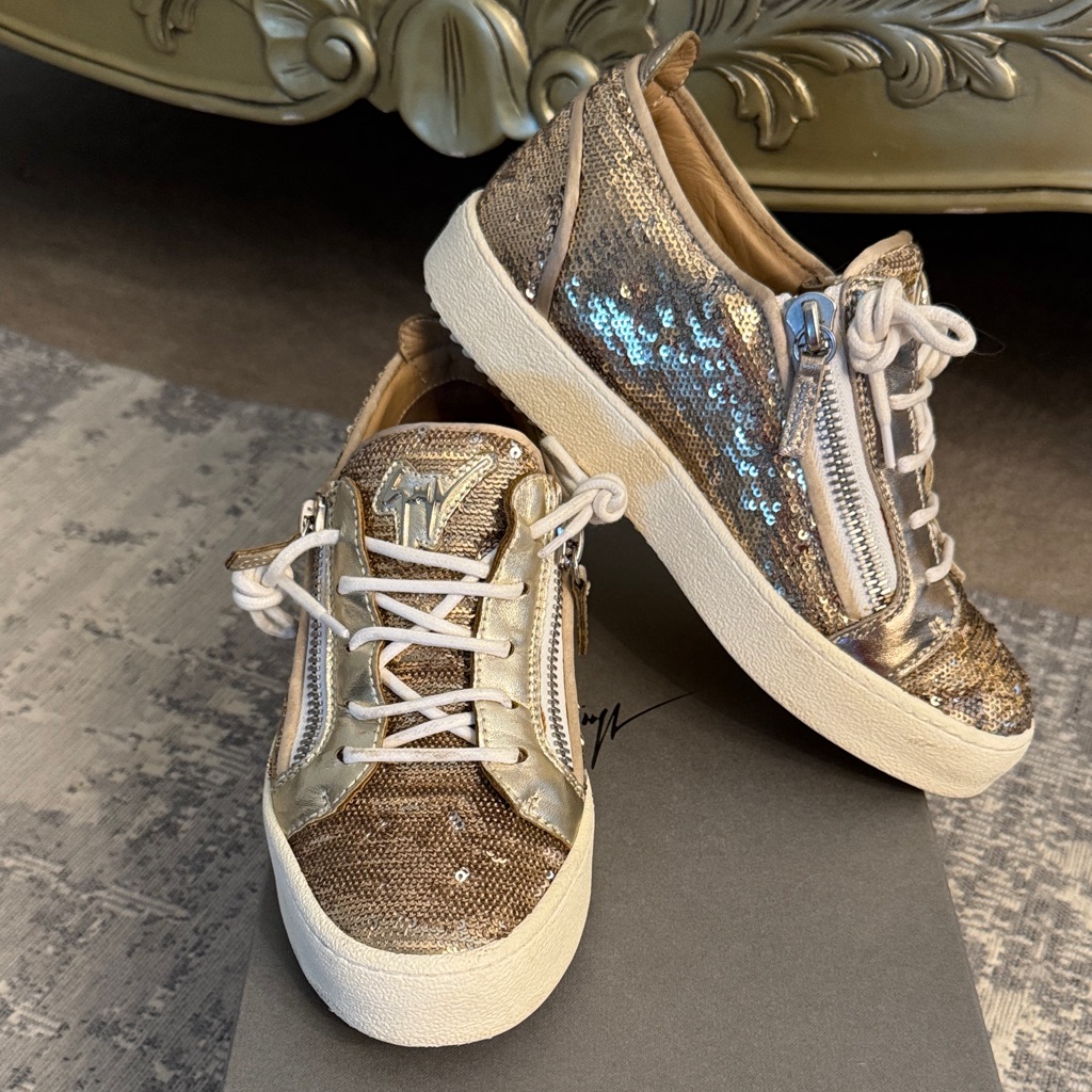 Giuseppe Zanotti Gold Flip Sequin Low-Top Sneakers